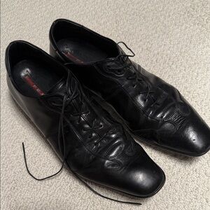 Prada Black Leather Oxfords